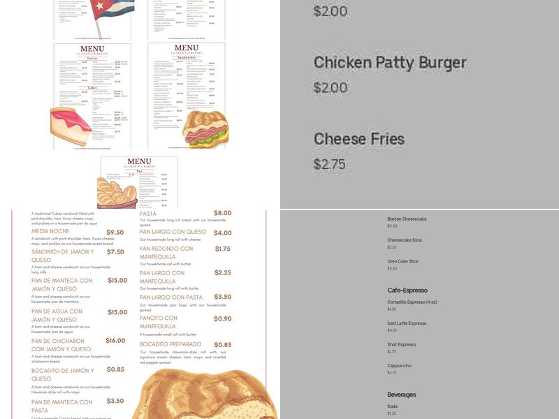 La Gran Via Bakery Menu