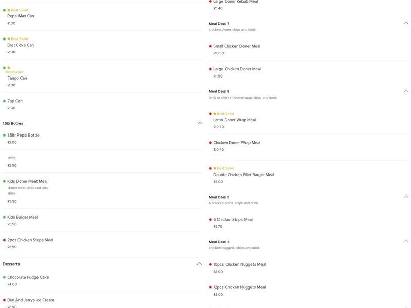 Abertillery Kebab House Menu