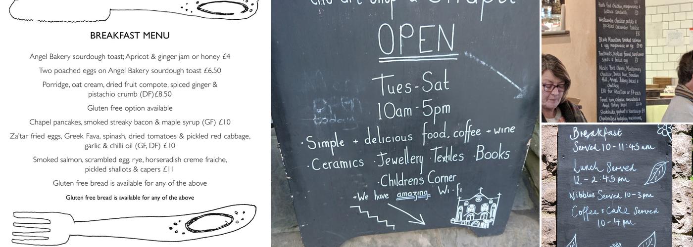 The Art Shop & Chapel Menu