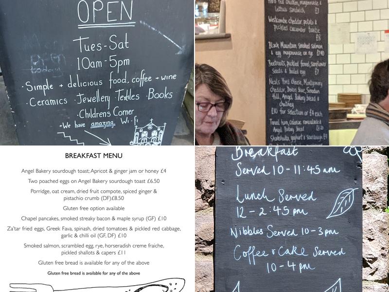 The Art Shop & Chapel Menu