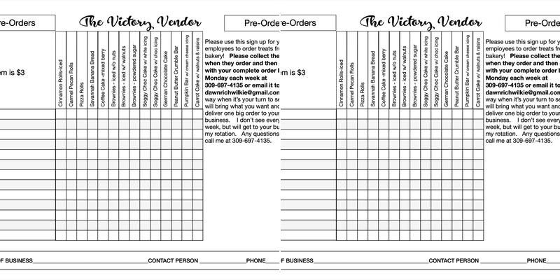 The Victory Vendor Menu