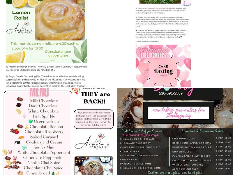 Angela's Bakery Menu