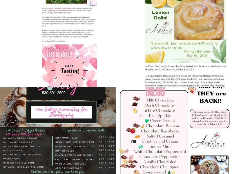 Angela's Bakery Menu