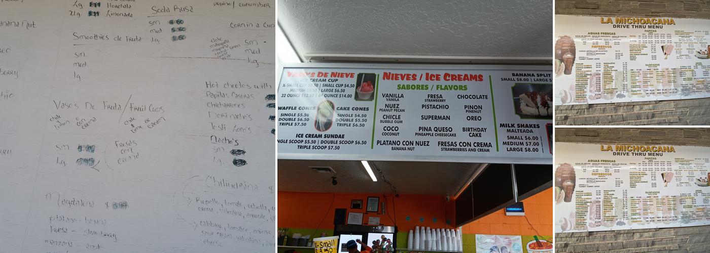 La Michoacana Menu
