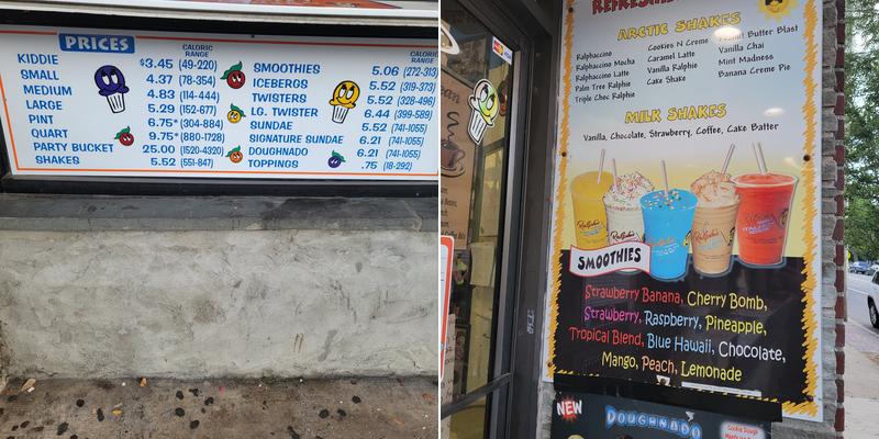 Ralph's Famous Italian Ices Menu