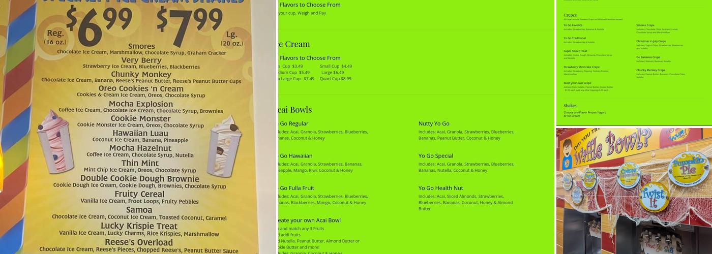Yo Go Wild Self Serve Frozen Yogurt Menu