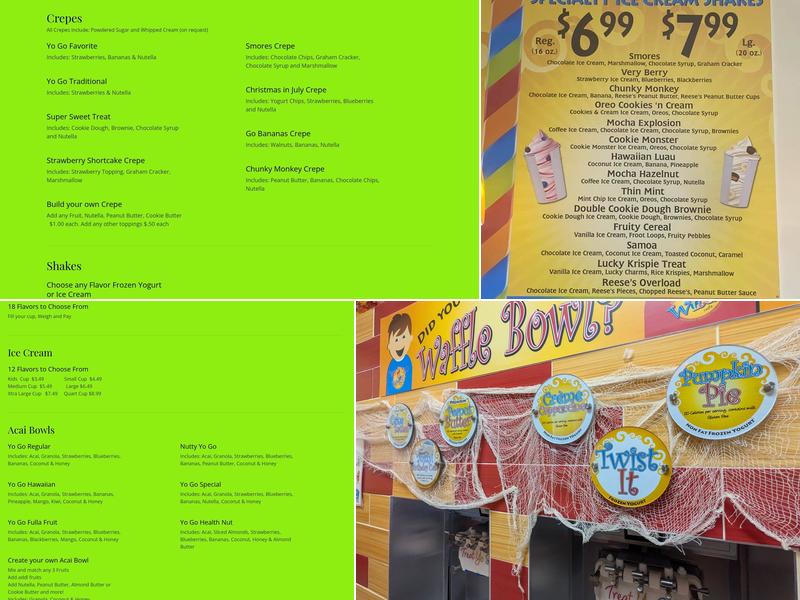 Yo Go Wild Self Serve Frozen Yogurt Menu
