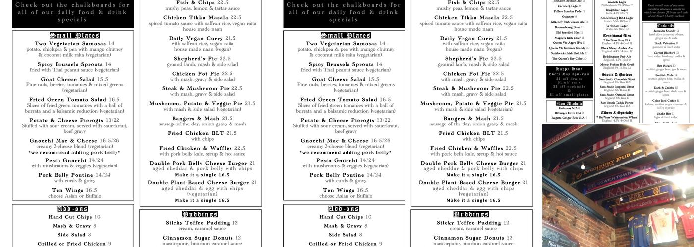 The Queen Vic Menu