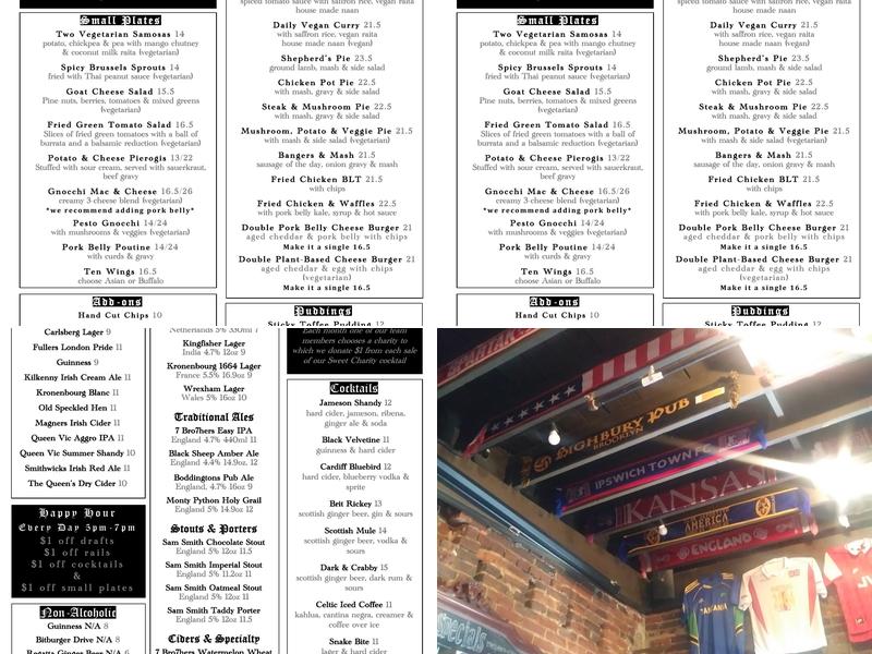 The Queen Vic Menu