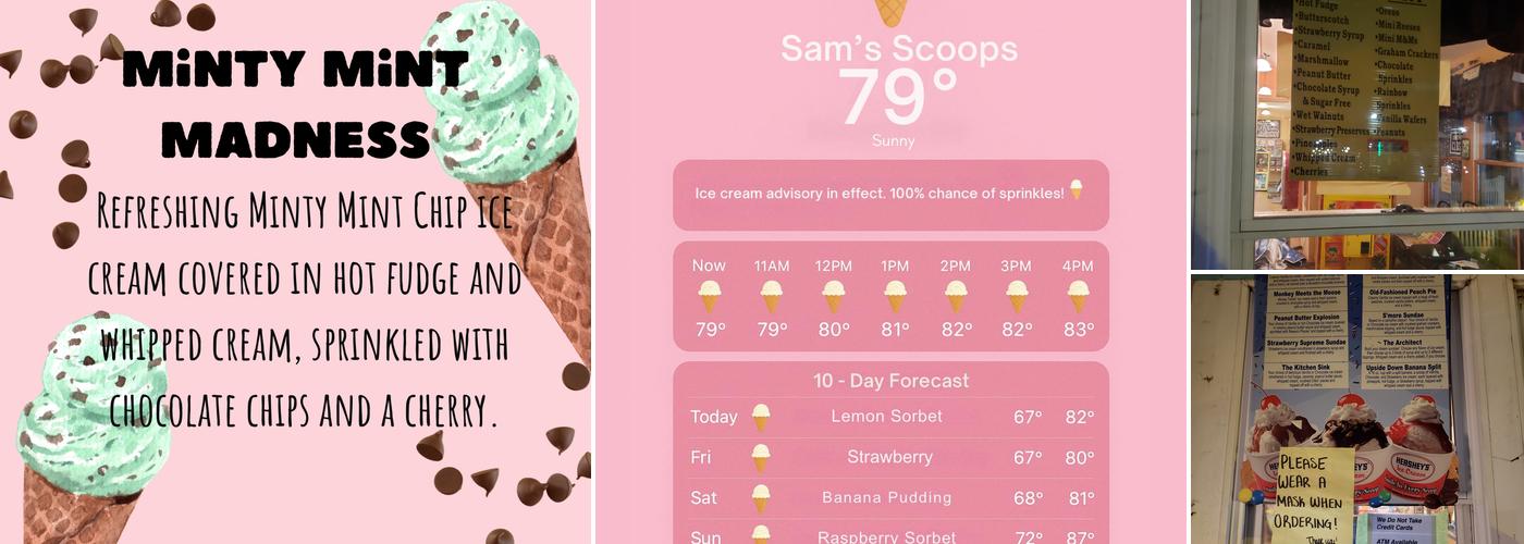 Sam’s Scoops Ice Cream Menu