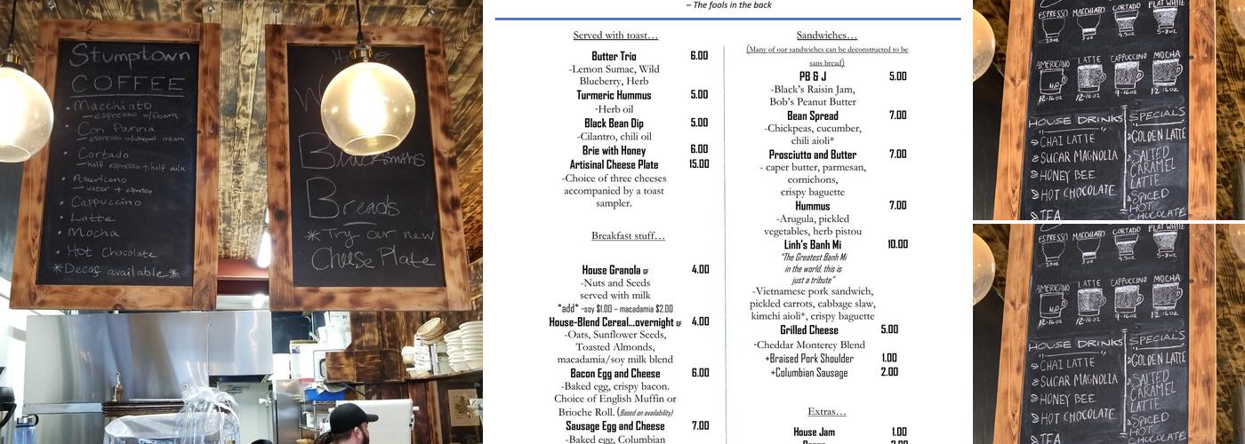 Blacksmith’s Breads Menu