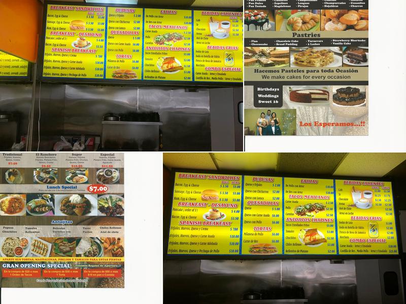Chapines Bakery Menu