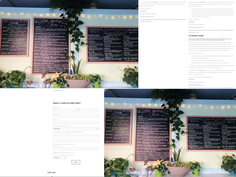 BLISS Juice + Smoothie Bar Menu