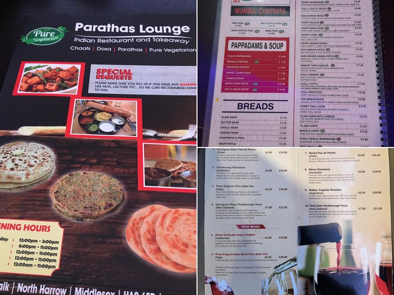 Parathas Lounge Menu