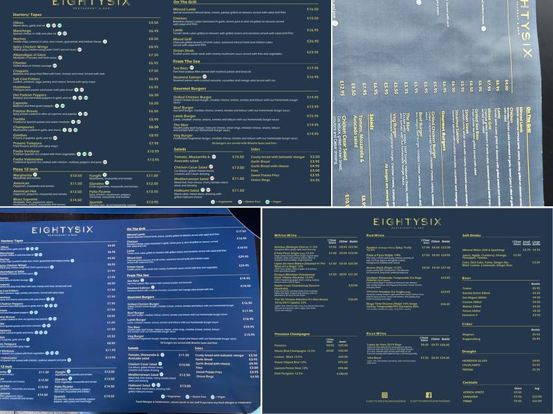 Eighty Six Restaurant & Bar Menu