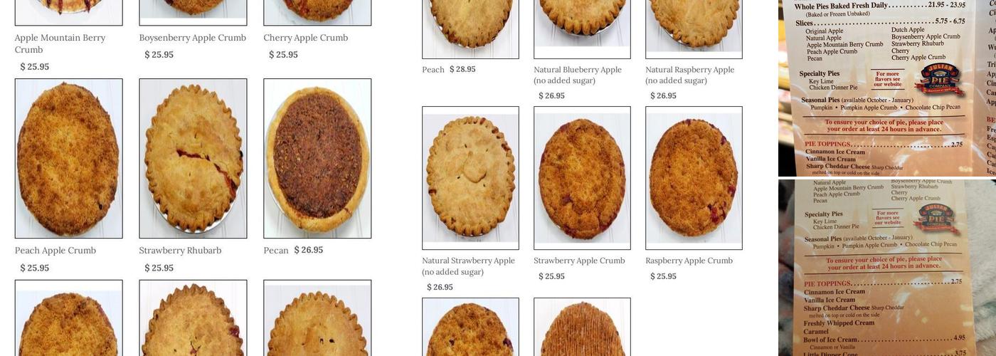 Julian Pie Company Menu