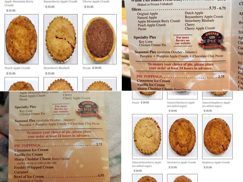 Julian Pie Company Menu