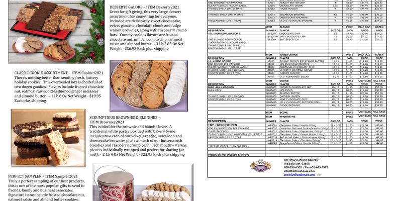 Bellows House Bakery Menu