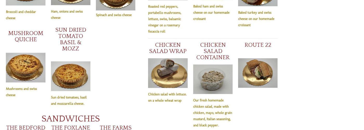 Bedford Village Pastry Menu