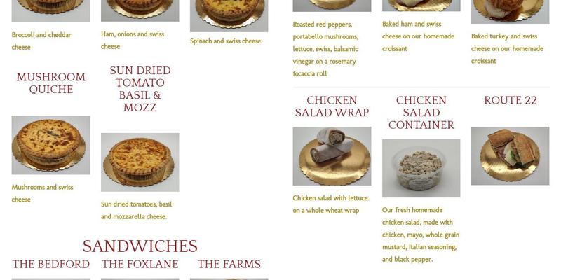 Bedford Village Pastry Menu