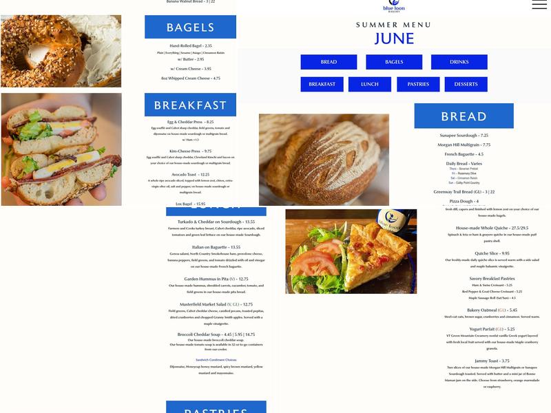 Blue Loon Bakery Menu