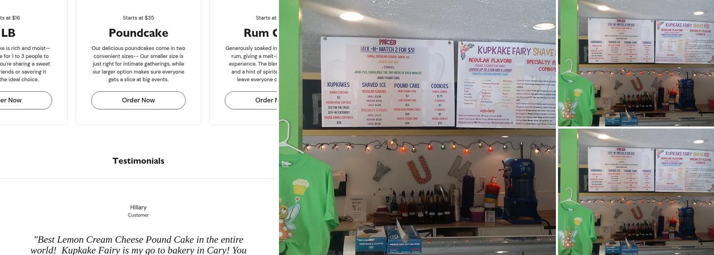 The Kupkake Fairy Menu