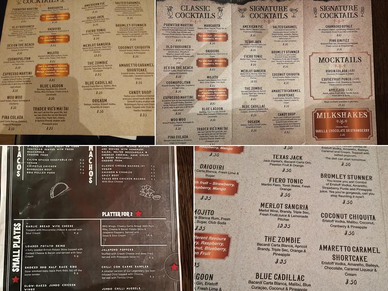 Texas Jacks Menu