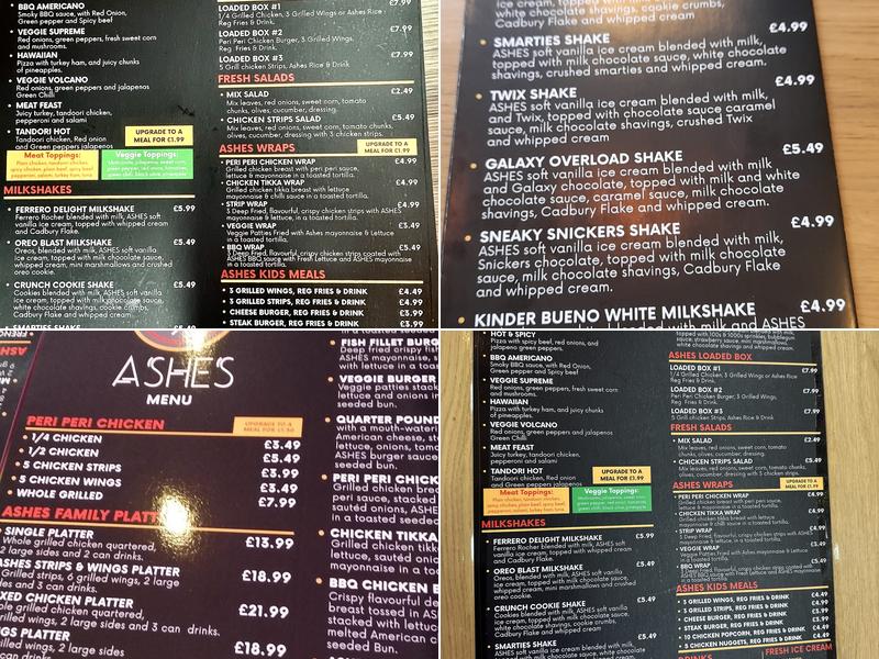 Ashes London Menu