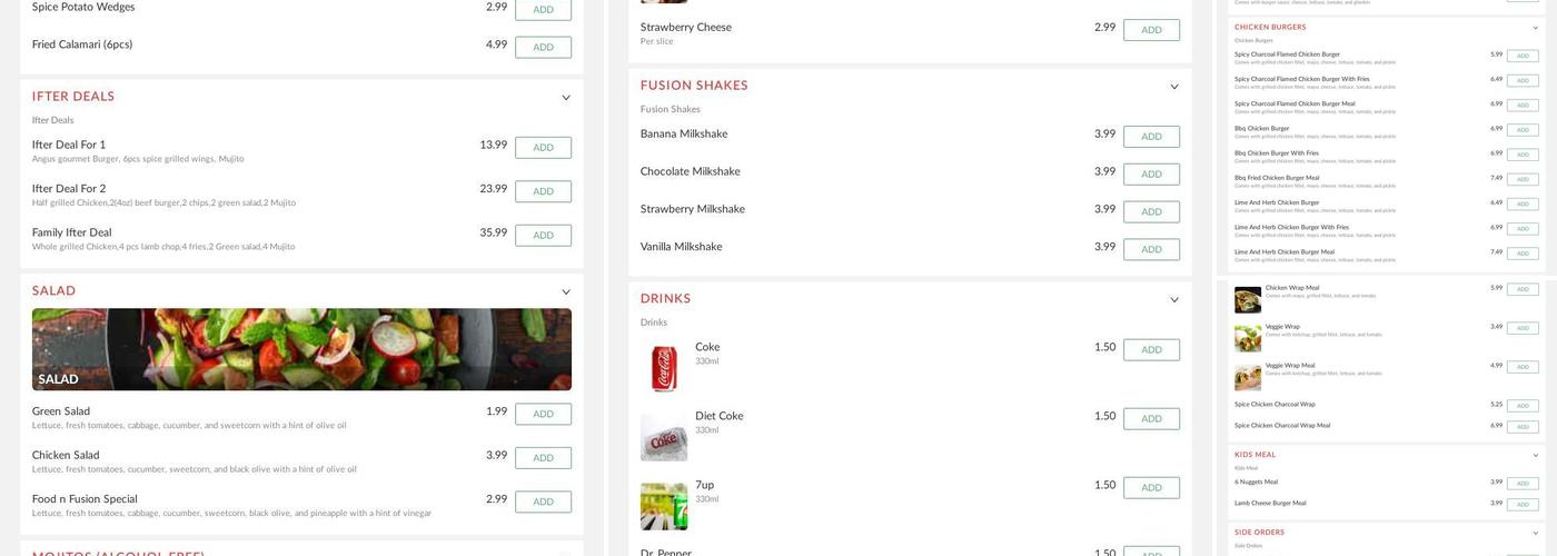 Food Fusion Grill Restaurant and Takeaway, East Ham Menu