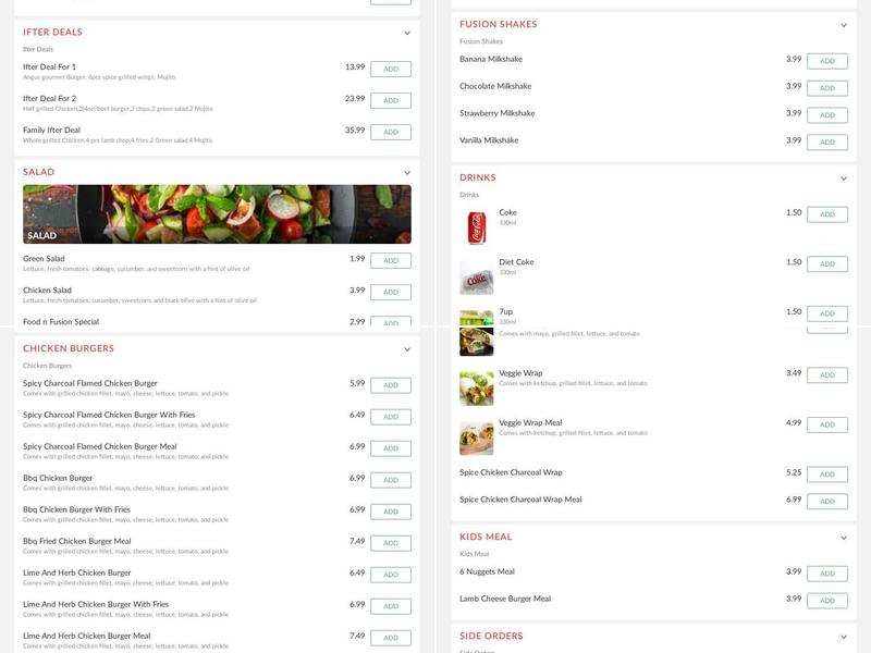 Food Fusion Grill Restaurant and Takeaway, East Ham Menu