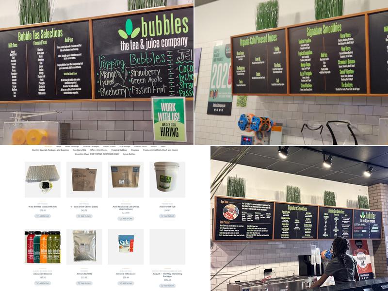 Bubbles the Tea and Juice Co. Menu