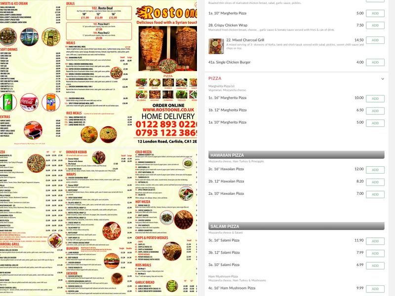 ROSTO ONE (HALAL) Menu