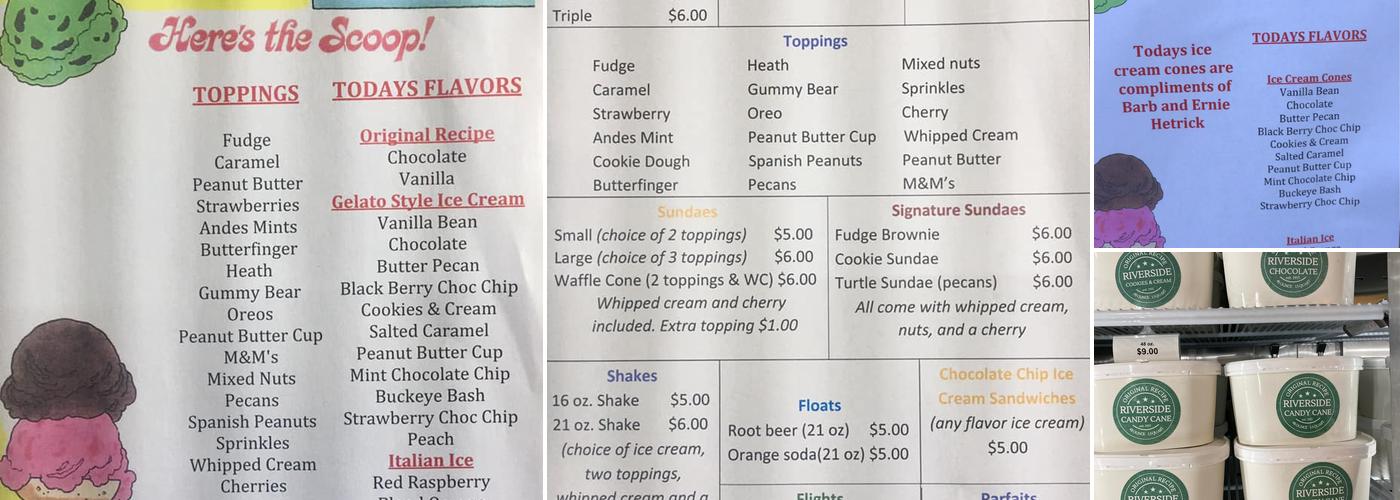 Riverside Dairy Menu