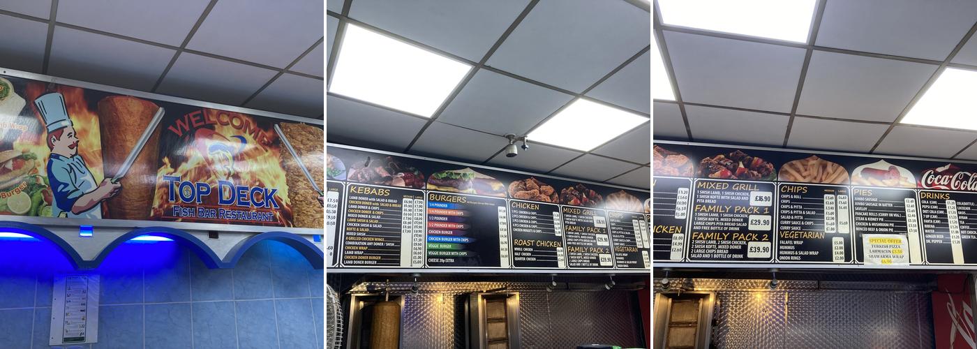 Top Deck Fisk & Kebab Restaurant Menu