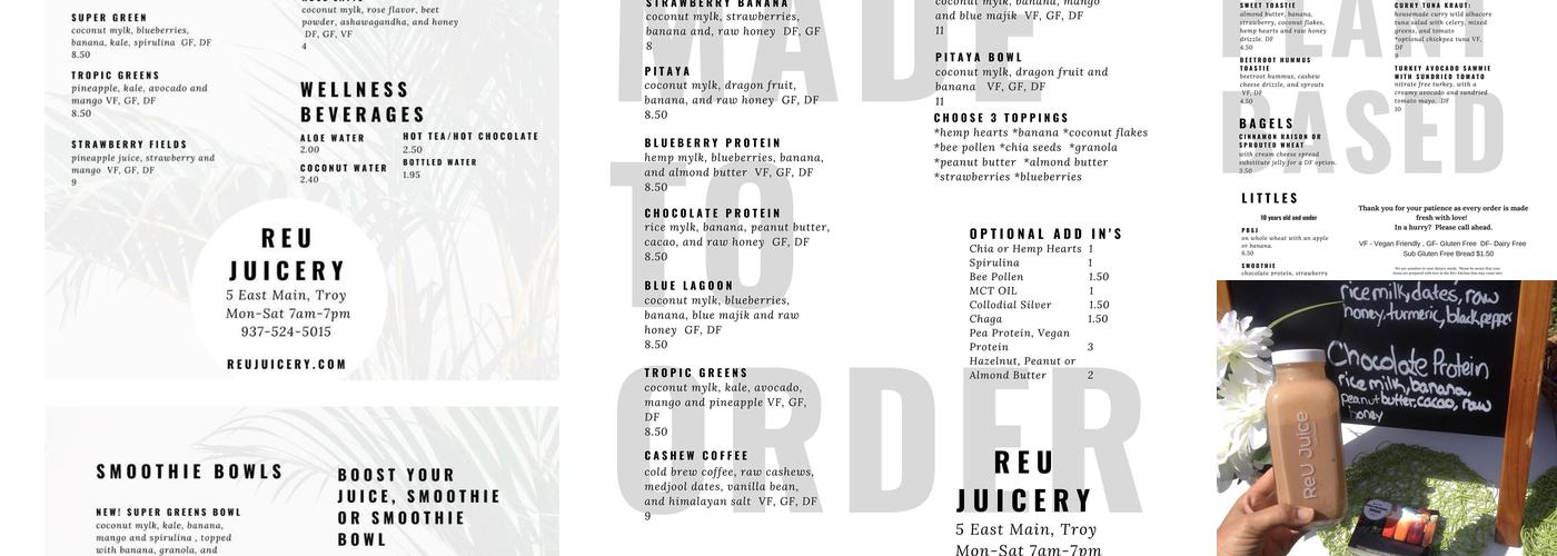 ReU Juicery Menu
