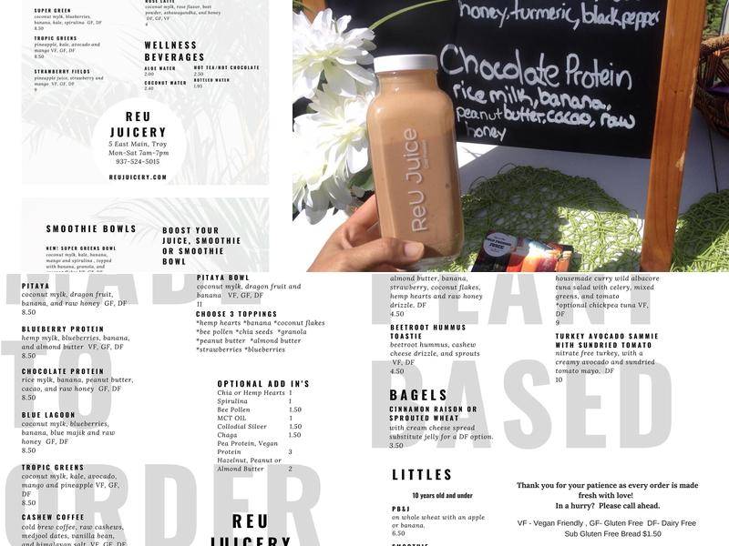 ReU Juicery Menu