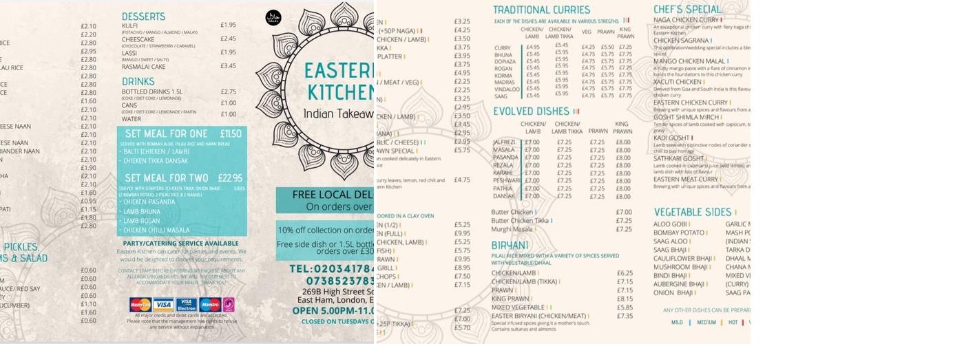 Eastern Kitchen East Ham Menu