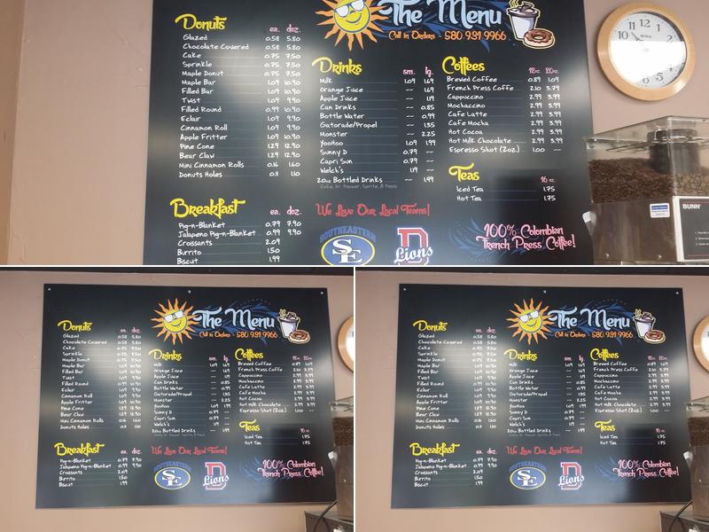 Daylight Donuts Menu