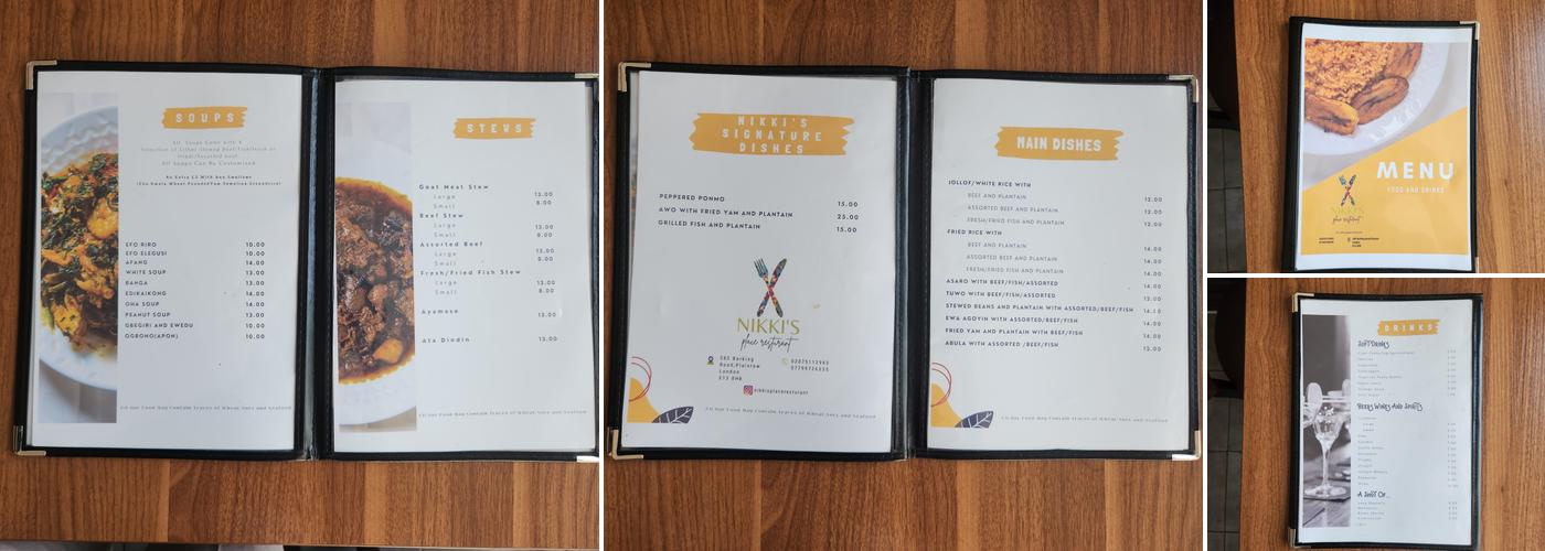 Nikki's Place Restaurant Menu