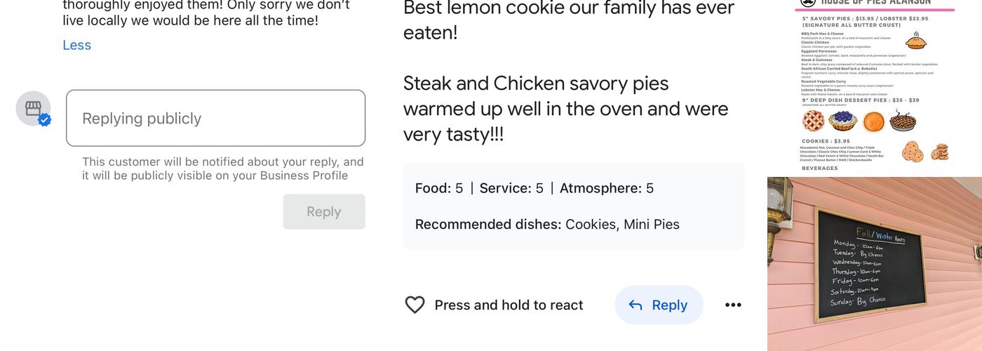 The Sweet and Savory Pie Company Alanson Menu