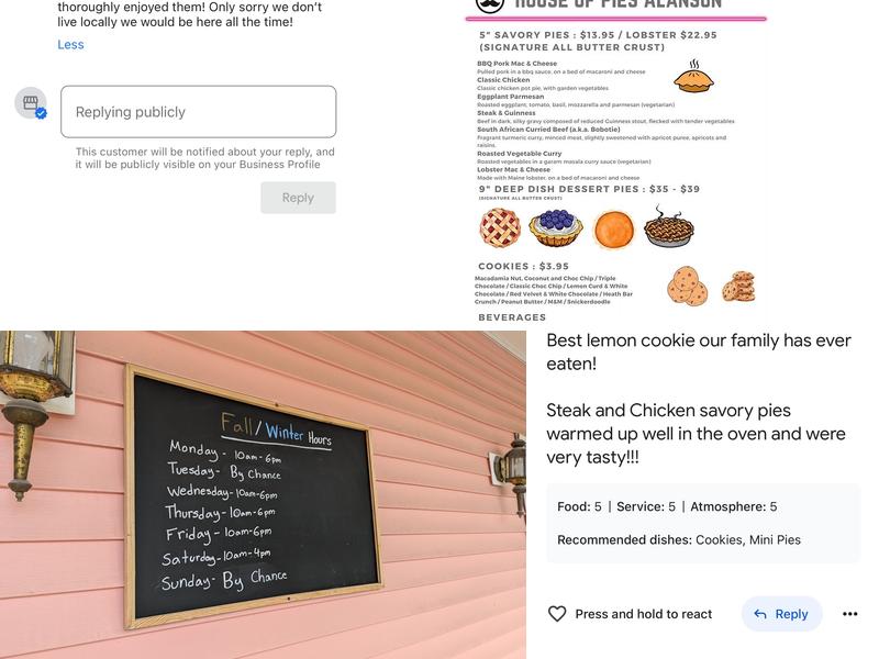 The Sweet and Savory Pie Company Alanson Menu