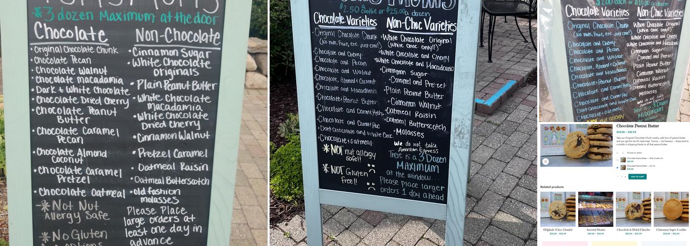 Tom's Mom's Cookies Menu