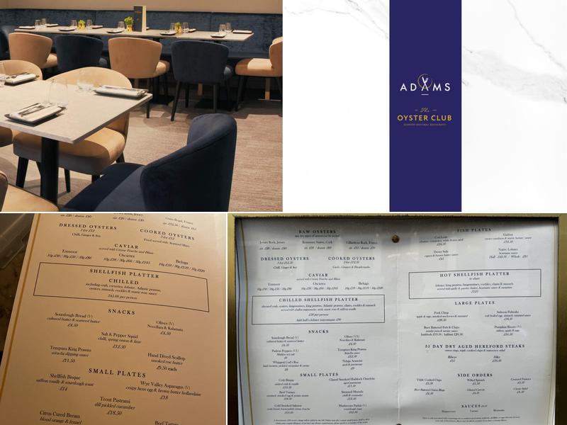 The Oyster Club Menu