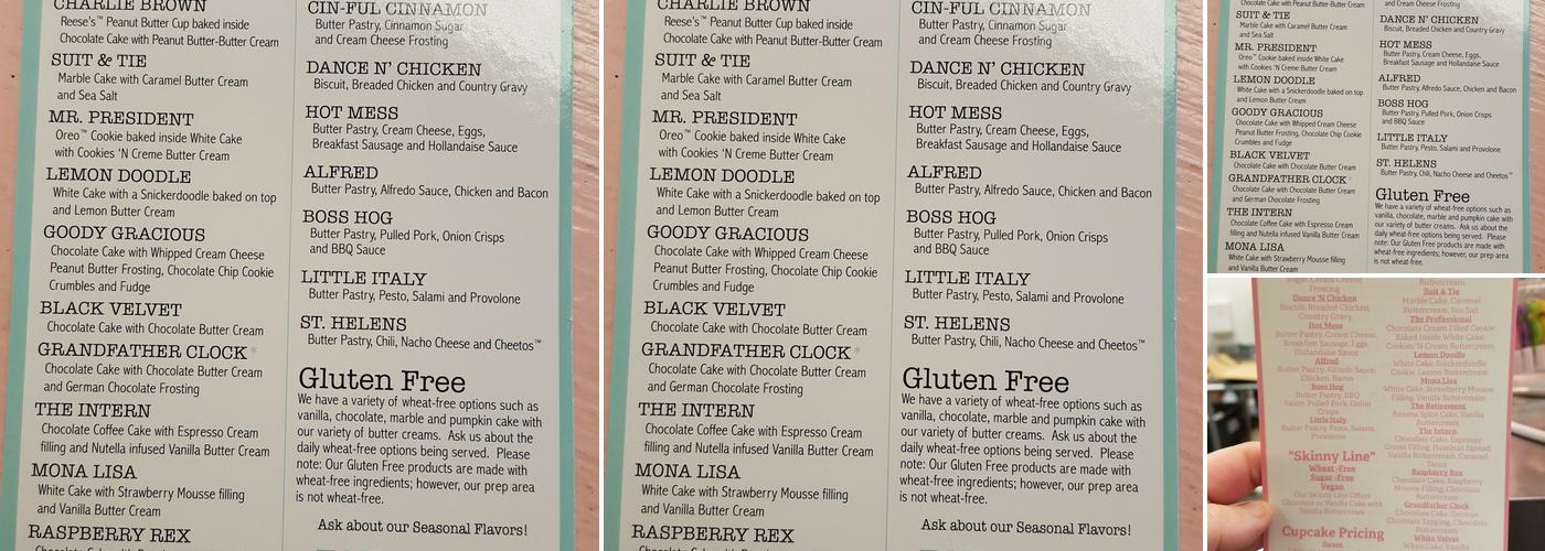 FAT Cupcake Menu