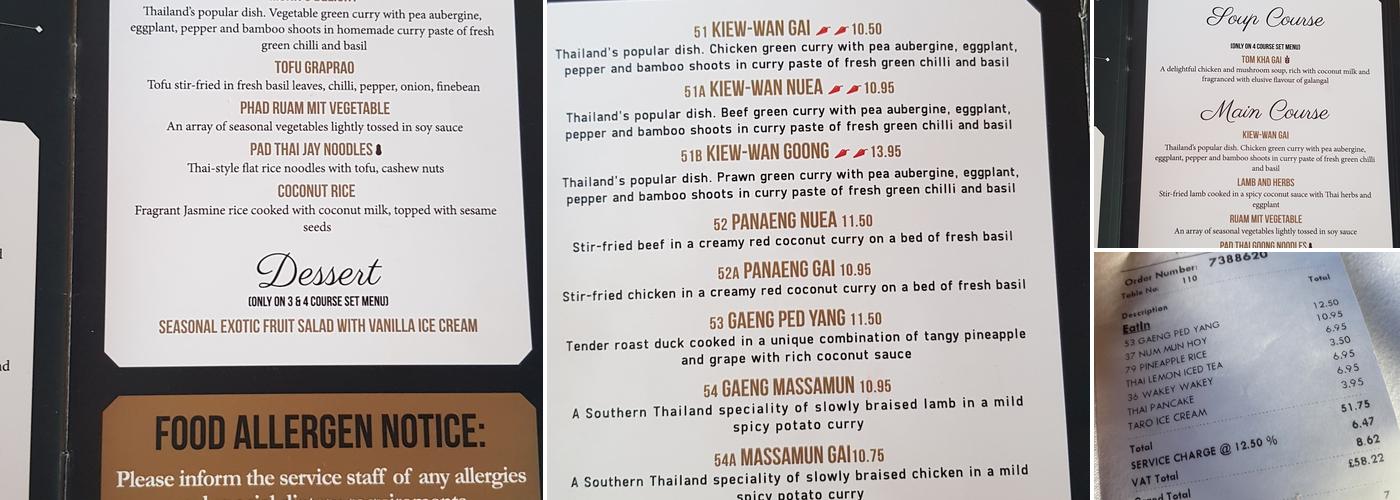 Nakhon Thai Restaurant Menu
