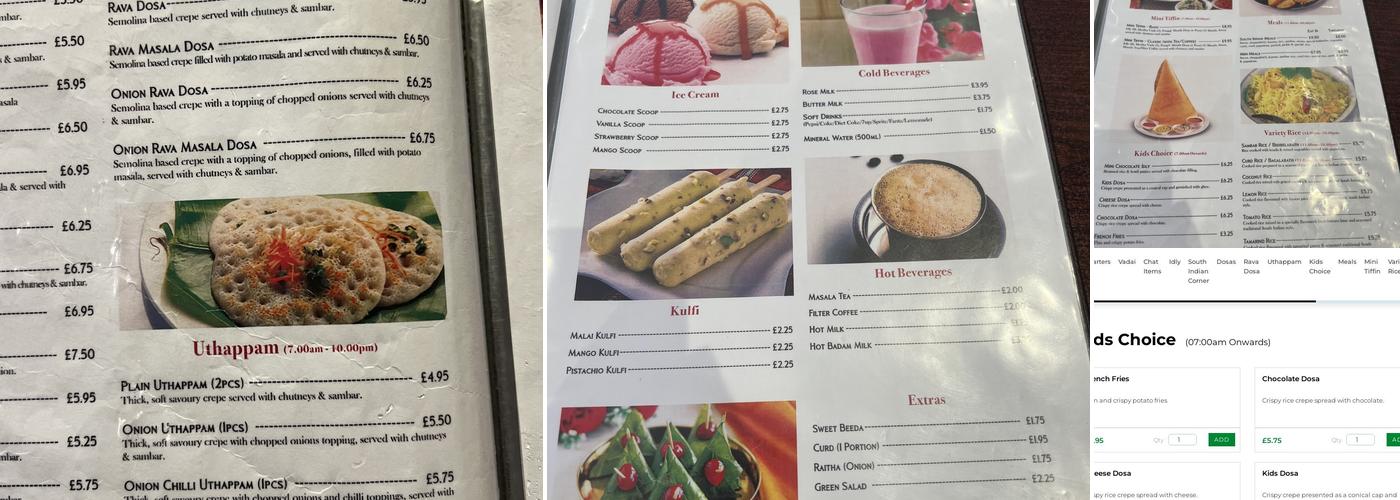 Vasantha Vilas Restaurant Menu