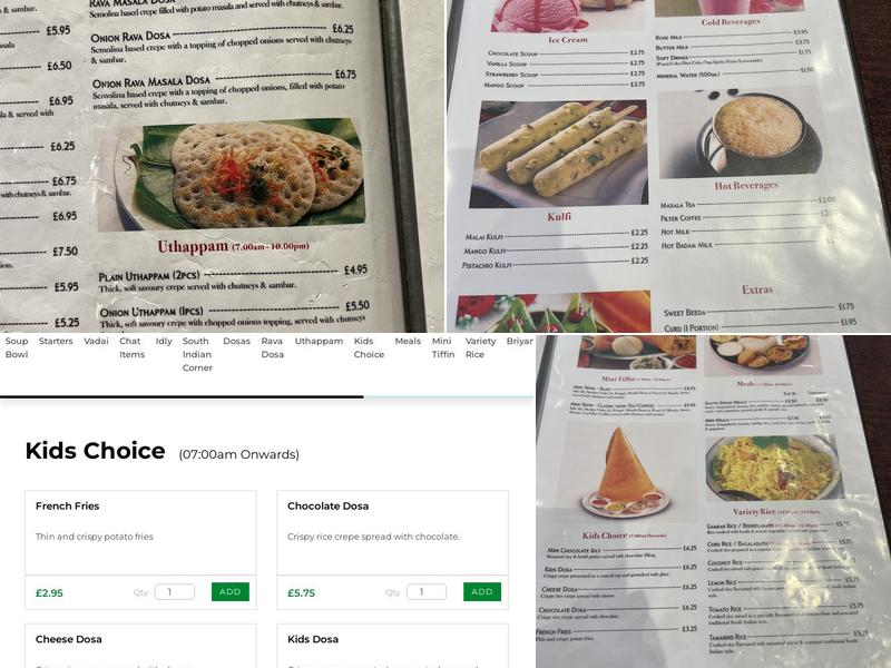 Vasantha Vilas Restaurant Menu