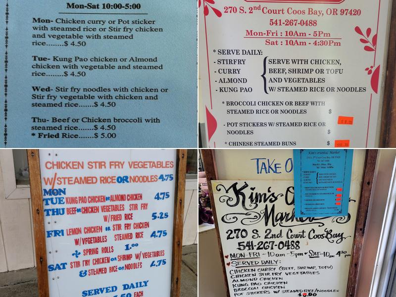 Kim's Oriental Market Menu