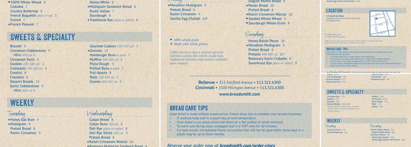Breadsmith Menu