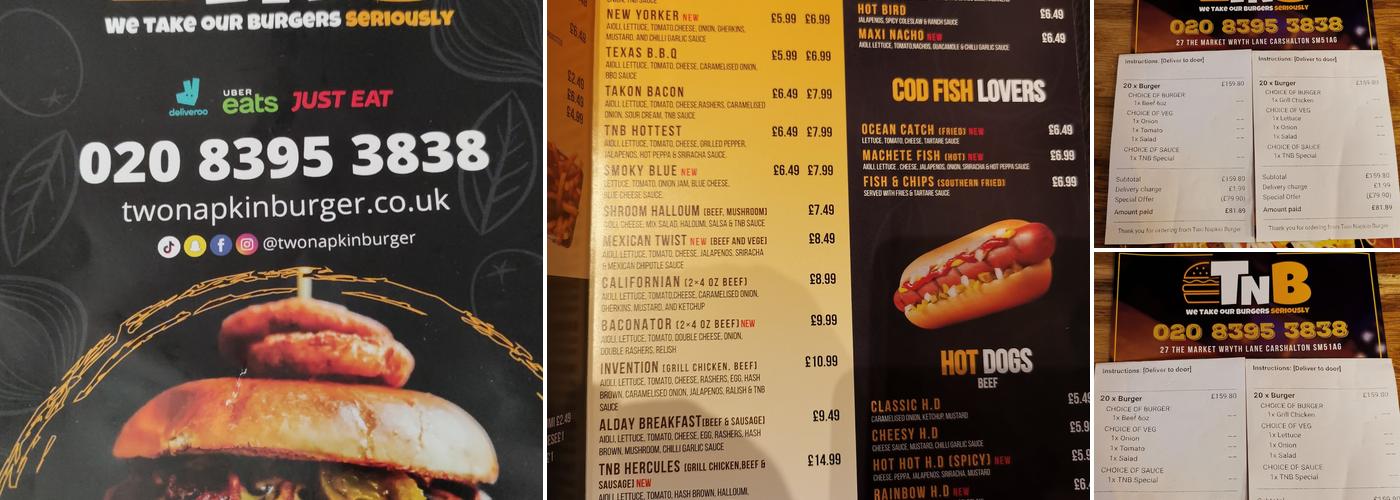 (TNB) Two Napkin Burger Menu